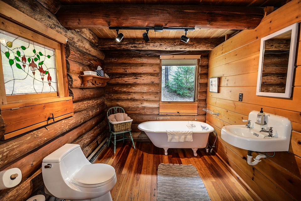 madera en los baños